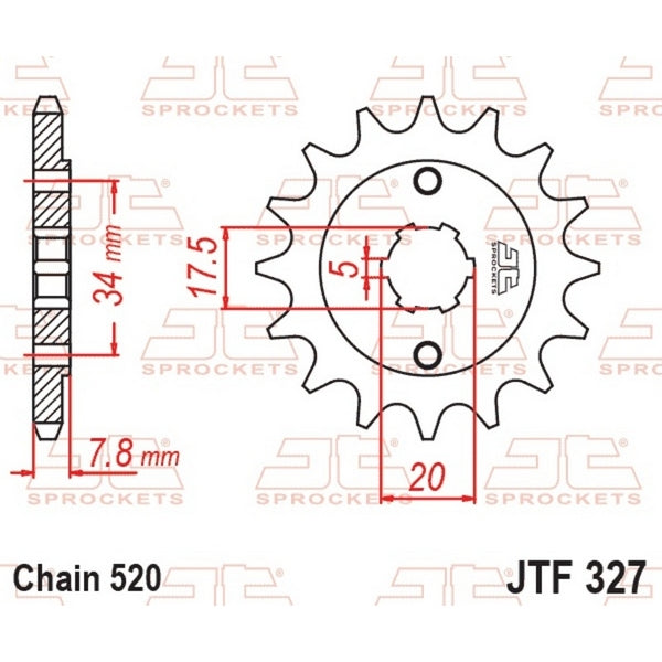 Piñón JT SPROCKETS acero estándar 327 - Paso 520 JTF327.14