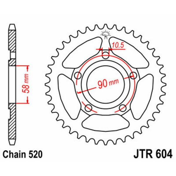 Corona JT SPROCKETS acero estándar 604 - Paso 520 JTR604.36
