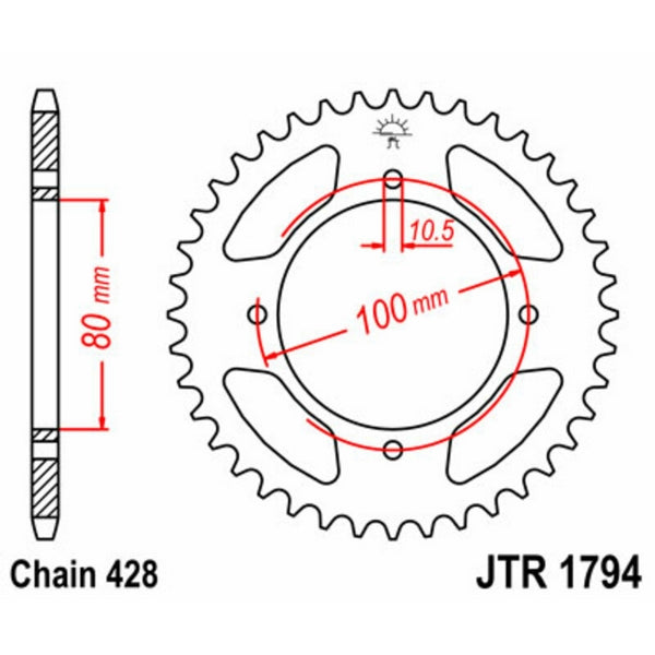 Corona JT SPROCKETS acero estándar 1794 - Paso 428 JTR1794.45